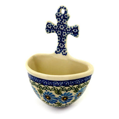 Polish Pottery Stoup 5&quot; Marigold Morning