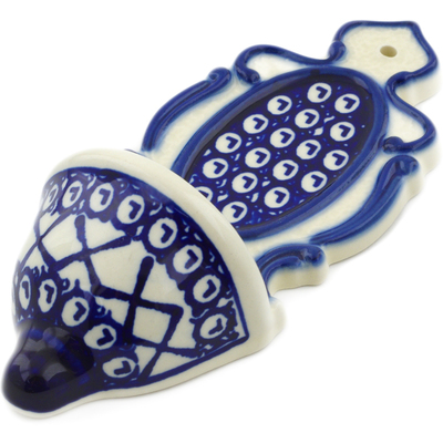 Polish Pottery Stoup 8&quot; Lattice Peacock