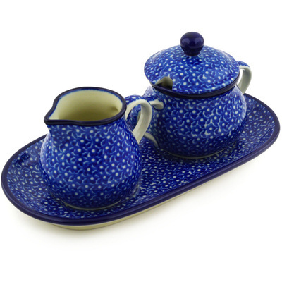 Polish Pottery Sugar and Creamer Set 10&quot; Haiku