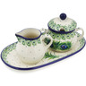 Polish Pottery Sugar and Creamer Set 10&quot; Majestic Peacock