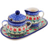 Polish Pottery Sugar and Creamer Set 10&quot; Maraschino