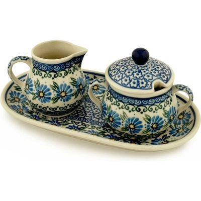 Polish Pottery Sugar and Creamer Set 10&quot; Marigold Morning