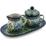 Polish Pottery Sugar and Creamer Set 10&quot; Spring Garden UNIKAT