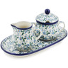 Polish Pottery Sugar and Creamer Set 10&quot; Summer Wind