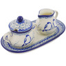Polish Pottery Sugar and Creamer Set 10&quot; Waiting Birds UNIKAT