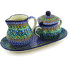 Polish Pottery Sugar and Creamer Set 11&quot; Mardi Gra UNIKAT