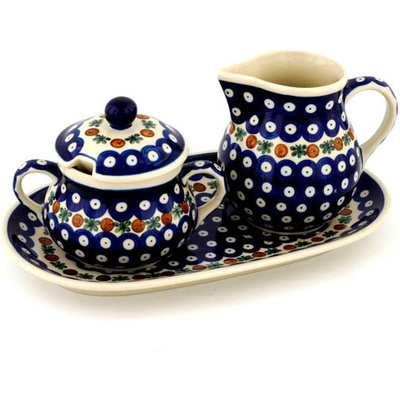 Polish Pottery Sugar and Creamer Set 11&quot; Mosquito