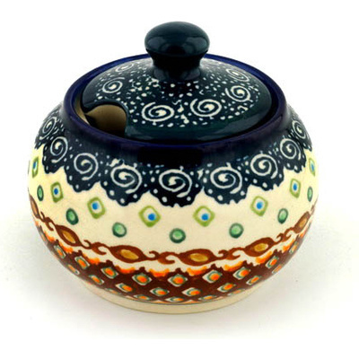 Polish Pottery Sugar Bowl 10 oz Artichoke Heart UNIKAT