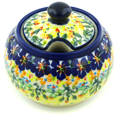 Polish Pottery Sugar Bowl 10 oz Bright Eyes UNIKAT