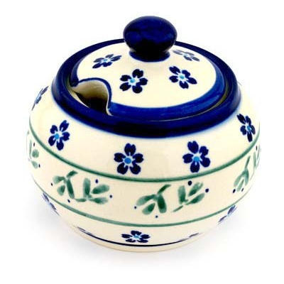 Polish Pottery Sugar Bowl 10 oz Daisy Field