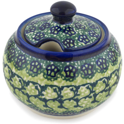 Polish Pottery Sugar Bowl 10 oz Emerald Forest