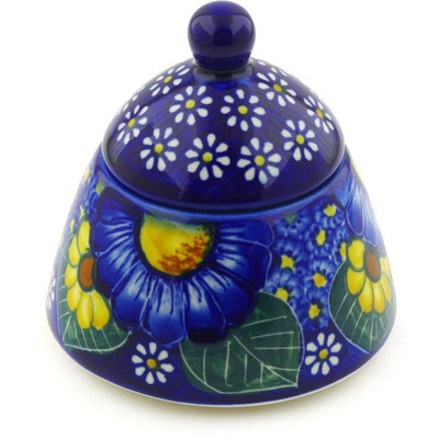 Polish Pottery Sugar Bowl 10 oz Floral Fruit Basket UNIKAT