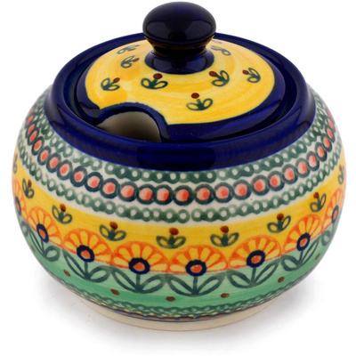 Polish Pottery Sugar Bowl 10 oz Prairie Sunrise UNIKAT