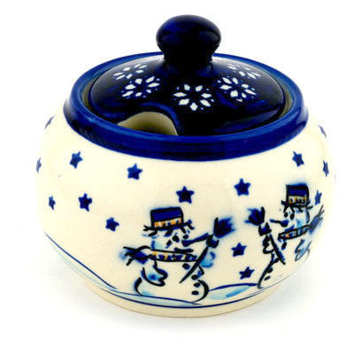 Polish Pottery Sugar Bowl 10 oz Snow Buddies