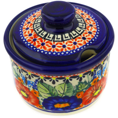 Polish Pottery Sugar Bowl 10 oz Spring Splendor UNIKAT