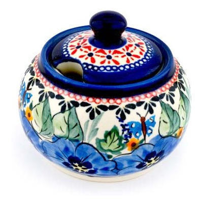 Polish Pottery Sugar Bowl 10 oz Spring Splendor UNIKAT