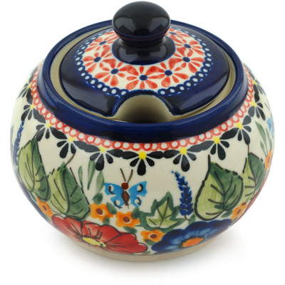 Polish Pottery Sugar Bowl 10 oz Spring Splendor UNIKAT