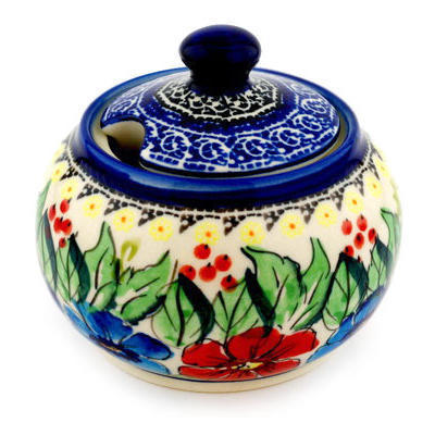 Polish Pottery Sugar Bowl 10 oz Summer Splendor UNIKAT