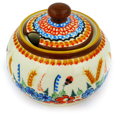 Polish Pottery Sugar Bowl 10 oz UNIKAT