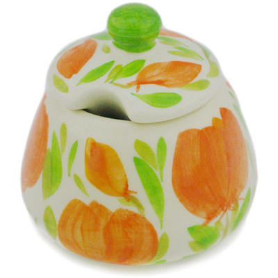 Polish Pottery Sugar Bowl 11 oz Apricot Petals UNIKAT