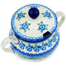 Polish Pottery Sugar Bowl 11 oz Bluebuds