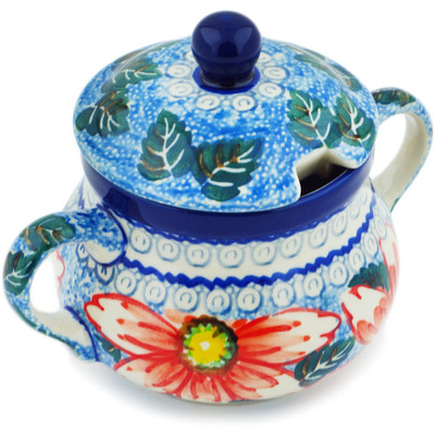 Polish Pottery Sugar Bowl 11 oz Bold Susan UNIKAT