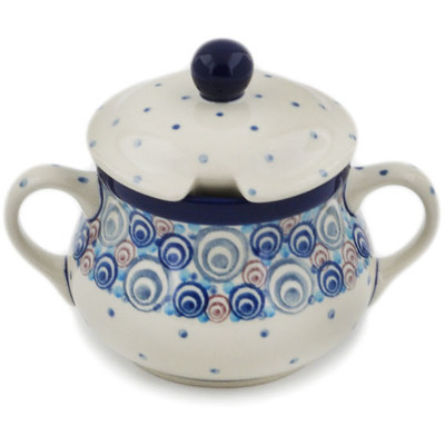 Polish Pottery Sugar Bowl 11 oz Bubble Fun