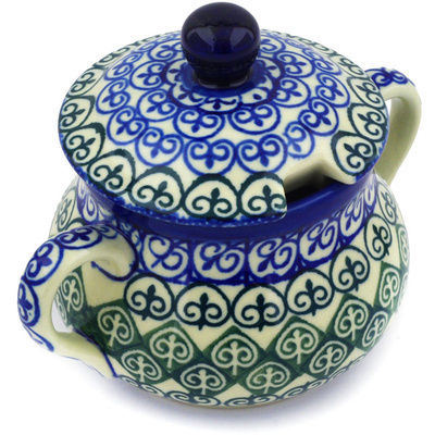 Polish Pottery Sugar Bowl 11 oz Fleur De Lis
