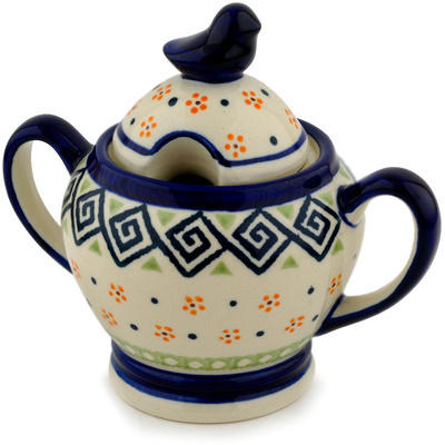 Polish Pottery Sugar Bowl 11 oz Greek Daisies