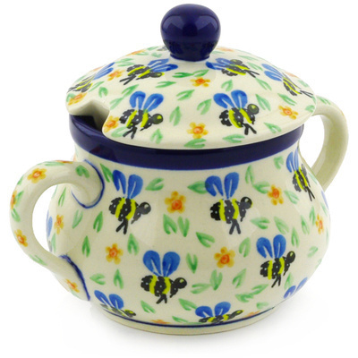 Polish Pottery Sugar Bowl 11 oz Honey Bee