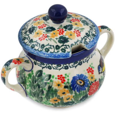 Polish Pottery Sugar Bowl 11 oz In The Garden UNIKAT