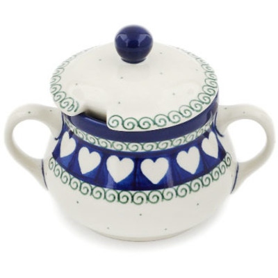 Polish Pottery Sugar Bowl 11 oz Light Hearted