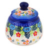 Polish Pottery Sugar Bowl 11 oz Monstera Blooms UNIKAT