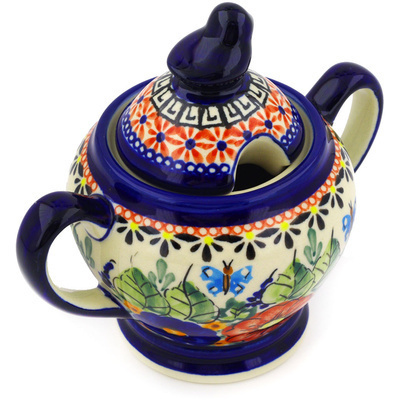 Polish Pottery Sugar Bowl 11 oz Spring Splendor UNIKAT