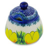Polish Pottery Sugar Bowl 11 oz Spring Yellow Tulip UNIKAT