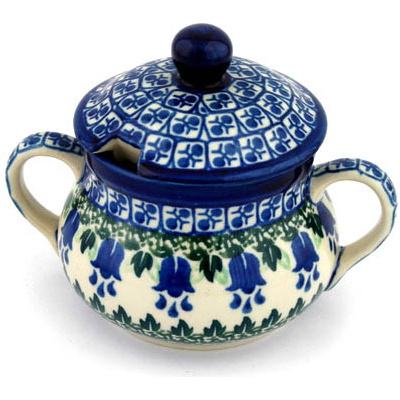 Polish Pottery Sugar Bowl 11 oz Texas Bluebell