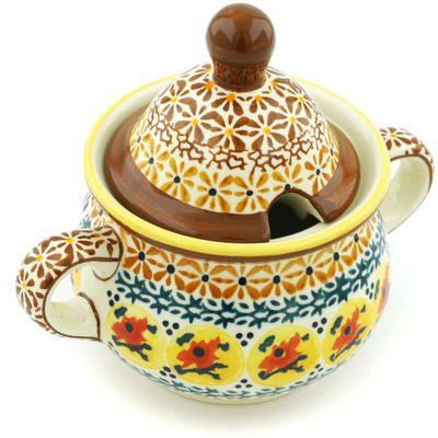 Polish Pottery Sugar Bowl 12 oz Autumn Festival