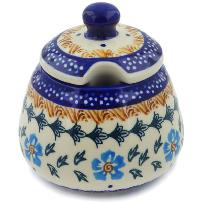 Polish Pottery Sugar Bowl 12 oz Blue Cornflower