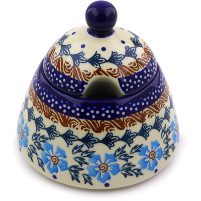 Polish Pottery Sugar Bowl 12 oz Blue Cornflower