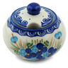 Polish Pottery Sugar Bowl 12 oz Blue Pansy