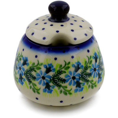 Polish Pottery Sugar Bowl 12 oz Blue Wreath