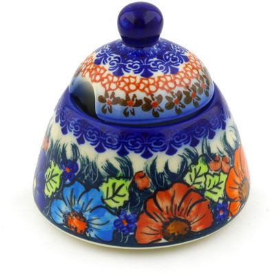 Polish Pottery Sugar Bowl 12 oz Butterfly Splendor