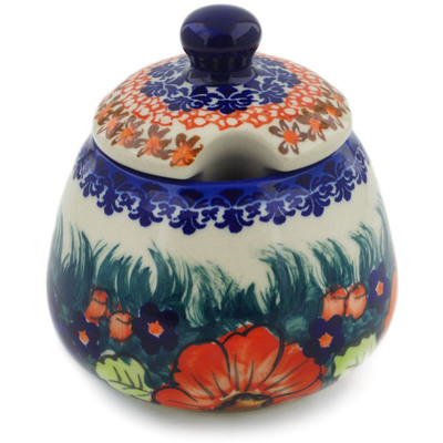 Polish Pottery Sugar Bowl 12 oz Butterfly Splendor UNIKAT