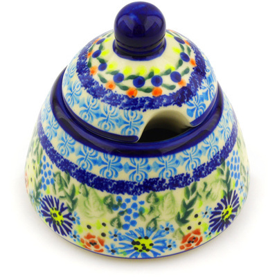 Polish Pottery Sugar Bowl 12 oz Flor-de-lis UNIKAT
