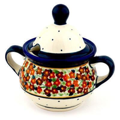 Polish Pottery Sugar Bowl 12 oz Russett Floral