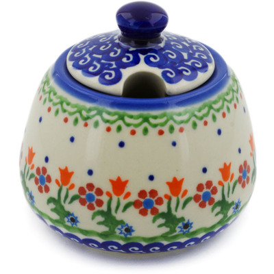 Polish Pottery Sugar Bowl 12 oz Spring Flowers