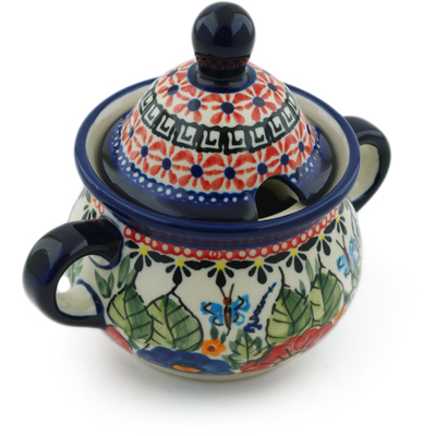 Polish Pottery Sugar Bowl 12 oz Spring Splendor UNIKAT