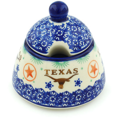 Polish Pottery Sugar Bowl 12 oz Texas State