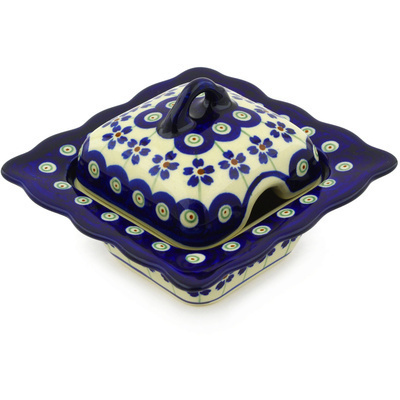 Polish Pottery Sugar Bowl 3 oz Flowering Peacock