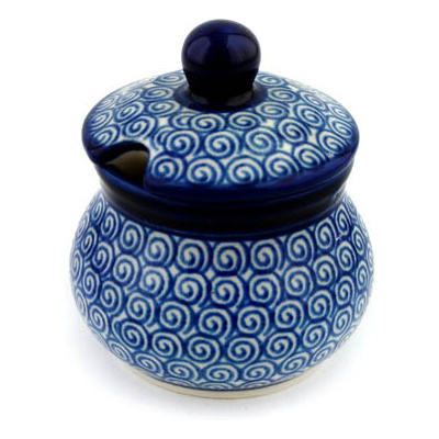 Polish Pottery Sugar Bowl 5 oz Baltic Blue